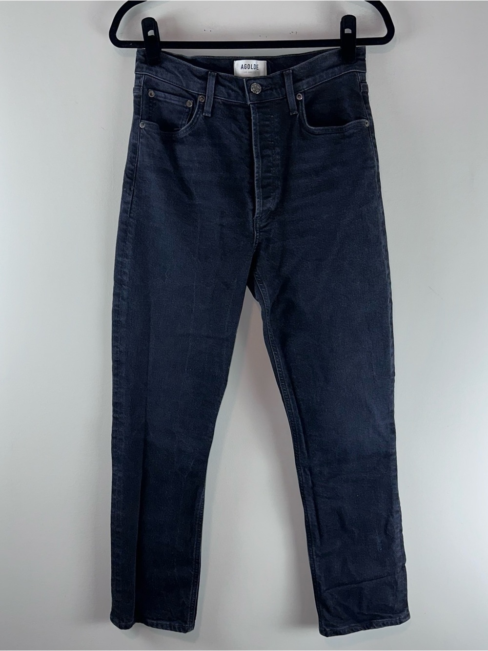 Agolde Riley Long Straight Leg Ankle Button Fly Jeans Size 28